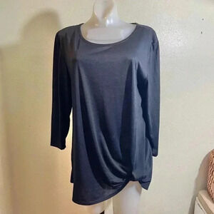 The LOOK Size L Black Top Get It Love It Live It Twist Knot Hem Tunic Top